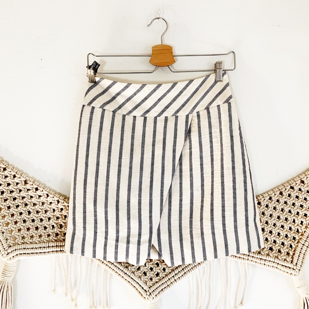J. Crew Linen Crossover Striped Skirt